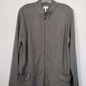 Logo Lounge By Lori Goldstein,  Olive Green Knit Zippered Jacket,  Sz M